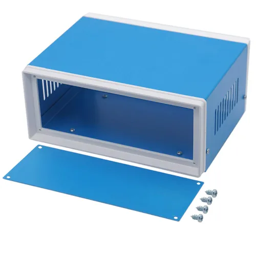 Miniatura 14 de Zulkit Cajas electrónicas, caja de metal azul, para proyectos de bricolaje, caja de conexiones, caja preventiva (9.1 x 7.3 x 3.9 pulgadas)