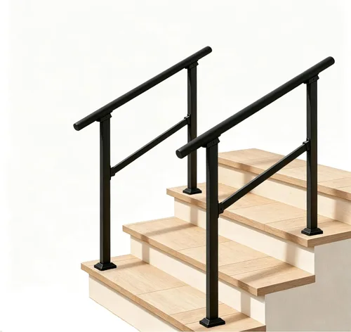 Miniatura 22 de Pasamanos para escalones al aire libre adecuados para 1 a 3 escalones, barandilla de escalera de hierro forjado, paso estable con pasamanos de 3