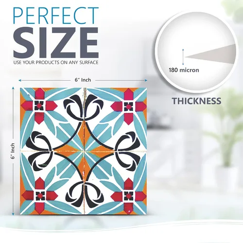 Miniatura 2 de Calcomanías para azulejos, juego de 24 piezas (2 x 12 piezas) auténticas calcomanías tradicionales de azulejos de Talavera, calcomanías