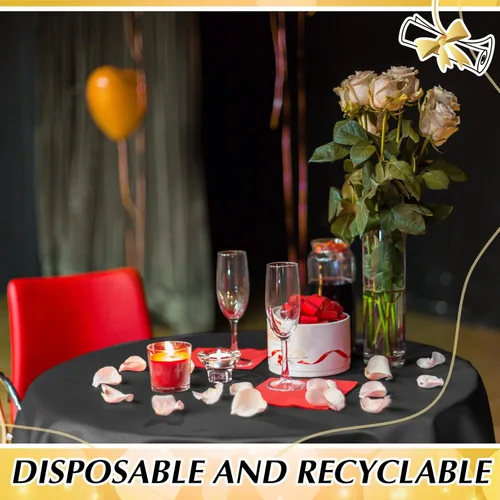 Miniatura 5 de Amylove Mantel de plástico 2026 negro y dorado a granel, mantel de graduación redondo de 84 pulgadas impermeable para aniversario, graduación