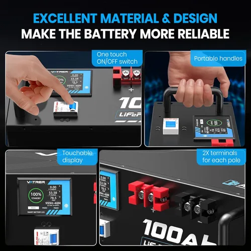 Miniatura 7 de VATRER POWER Batería LiFePO4 de litio de 48 V 100 AH, BMS de 100 A integrado, con pantalla inteligente táctil y aplicación móvil, salida de potencia