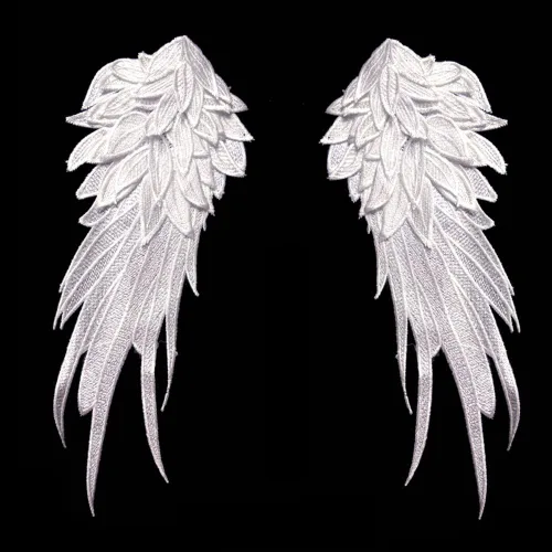 1 par de alas de ángel bordadas blancas de 10.6 x 5.1 pulgadas (blanco-pequeño)