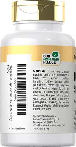 Miniatura 3 de Doctor's Way Suplemento de magnesio de 500 mg 100 cápsulas recubiertas Óxido de magnesio Vegetariano, sin OMG, sin gluten