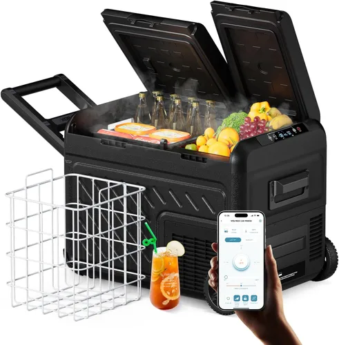 Miniatura 11 de WOLFBOX Refrigerador de coche de 12 V, refrigerador de coche de doble zona de 39 cuartos de galón, congelador portátil (-8 ℉ ~ 68 ℉) con 12/24 V CC
