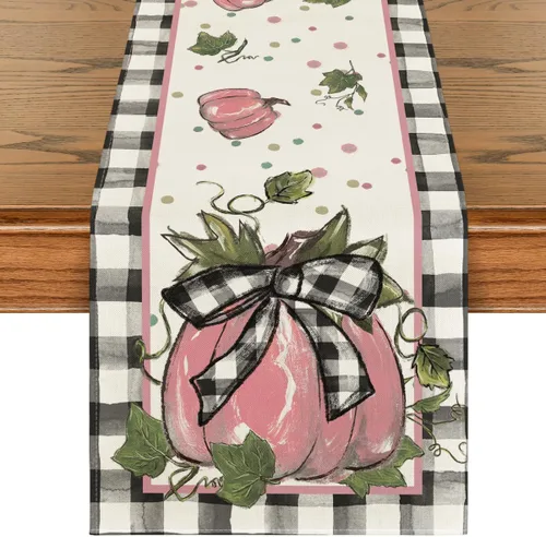 Miniatura 8 de Artoid Mode Camino de mesa de otoño con lazo de calabaza, decoración de mesa de comedor de cocina de otoño para decoración de fiesta del hogar, 13 x