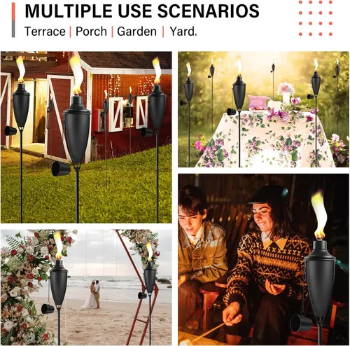 Miniatura 3 de ZSPENG Paquete de 1 antorcha de jardín para el hogar, gran capacidad de 22 onzas, antorcha de metal para exteriores, decoración de jardín, antorchas