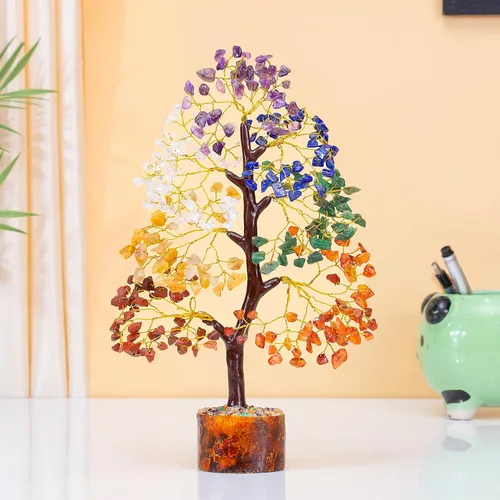 Miniatura 5 de Árbol de la vida de 7 chakras, árbol de dinero Feng Shui, árbol de piedras preciosas para energía positiva, árbol de cristal de siete chakras, atrae