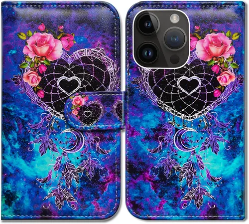 Miniatura 21 de Bcov Funda para iPhone 15 Pro Max, funda de piel con tapa y soporte para tarjeta y soporte para iPhone 15 Pro Max