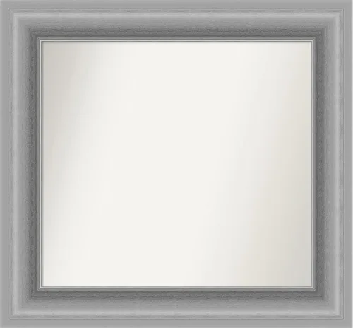 Miniatura 182 de Amanti Art Espejo de baño plateado para sobre fregadero, 26 x 26 pulgadas, espejo cuadrado de níquel pulido, marco de madera tradicional mediano, se