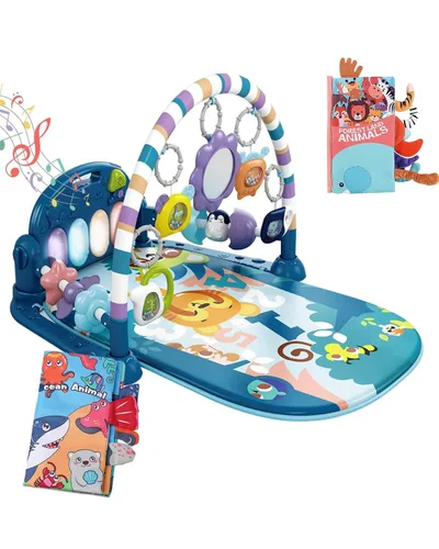 Miniatura 10 de dearlomum Alfombra de Juego para Bebés, Divertido Piano de Juego para Tiempo de Barriga con 5 Juguetes Sensoriales para Bebés, Música y Luces, Verde