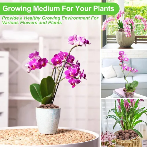 Miniatura 7 de Riare Guijarros de arcilla expandida orgánica de 2 libras, bolas de leca natural de 0.157 a 0.630 pulgadas, ligeras piedras de arcilla hidropónica