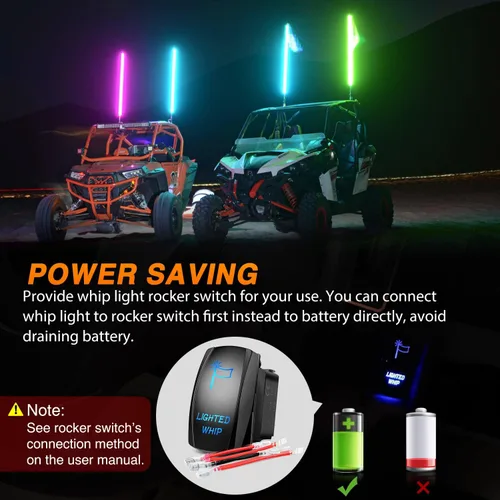Miniatura 10 de Nilight 2 luces LED RGB en espiral de 3 pies con luz RGB de persecución/baile RF, control remoto de antena iluminada para Can-am ATV UTV RZR Polaris
