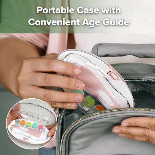 Miniatura 7 de haakaa Kit de cortaúñas eléctrico para bebés, kit de cortaúñas para recién nacidos, niños pequeños o adultos, cuidado de uñas y pies, juego de Rosa