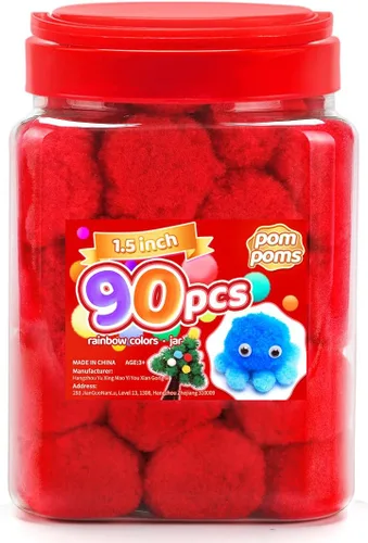 Miniatura 8 de Iooleem Pompones rosados – Tamaño surtido, 1200 piezas con ojos móviles, opciones de purpurina, perfectos para artes y manualidades