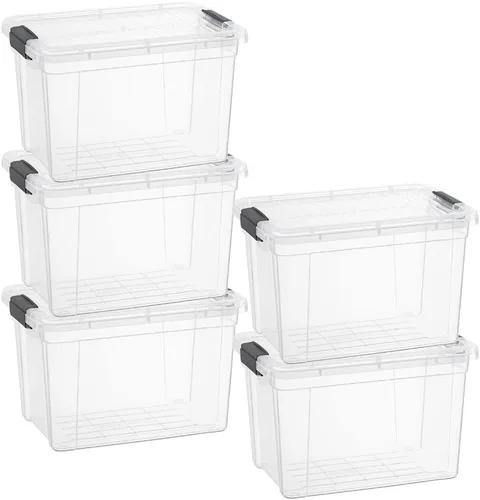Miniatura 58 de Superio Cajas de almacenamiento transparentes con tapas, contenedores de plástico de 2.5 cuartos de galón para organizar, cajas apilables, sin BPA