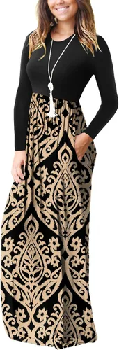 Miniatura 2 de GRECERELLE Vestido largo casual de manga larga para mujer, vestido largo de viaje para vacaciones