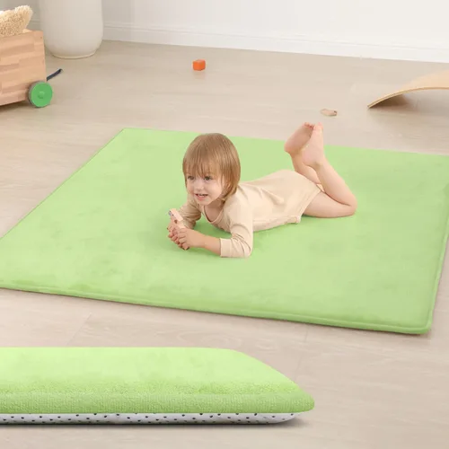 Miniatura 14 de Huloo Sleep Alfombra de Juego para Bebés para Piso, Espesor de 1.3" de Espuma Elástica, Alfombra de 1.27m×1.27m para Tiempo de Barriga, Terciopelo