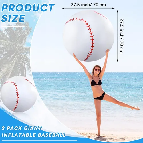 Miniatura 2 de Meooeck 2 Pcs 27 Inch Large Inflatable Beach Ball Palm Leaves Inflatable Ball Hawaii Party Decorations Giant Blow up Beach Balls for Outdoor Summer