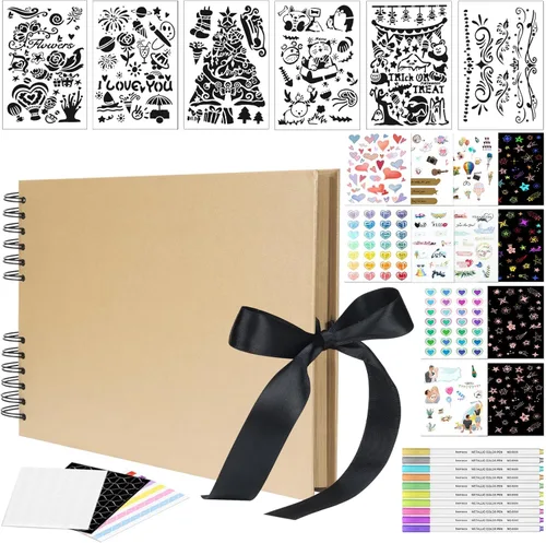 Miniatura 8 de Bemece Álbum de recortes, álbumes de recortes de 12 x 8 pulgadas con 80 páginas, libro de recuerdos de bricolaje para bodas, aniversarios, Azul