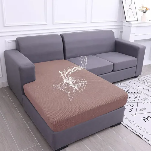 Miniatura 21 de hyha Fundas impermeables para cojines de sofá para mascotas, funda antideslizante para asiento de sofá para perros lavable, tela de jacquard Gris