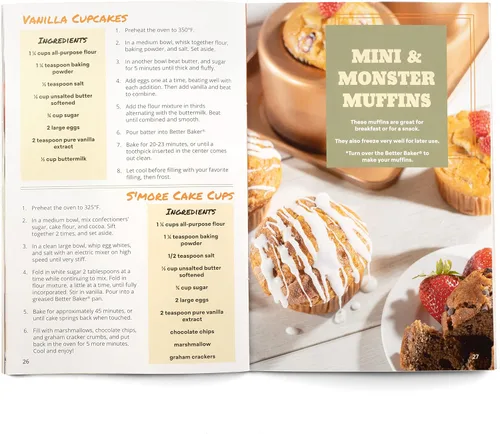 Miniatura 7 de SCS Direct Cook's Choice Better Baker - Tazón de postre comestible 2 en 1 y mini panificadora con libro de recetas de recetas - Molde para hornear