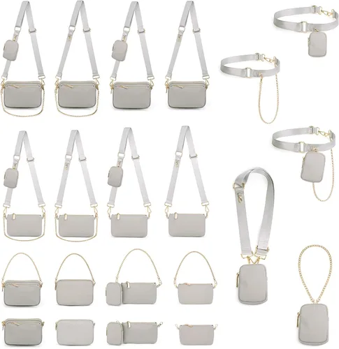 Miniatura 7 de UTO Pequeñas bolsas cruzadas para mujer, 3 en 1, diseño de moda, mini cangurera con correa
