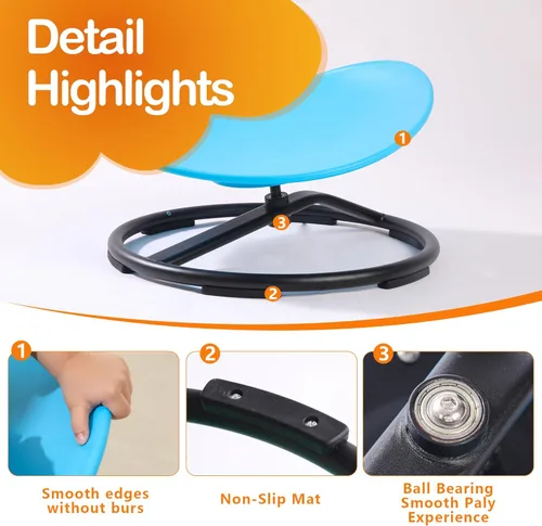 Miniatura 3 de Silla giratoria sensorial para niños autistas, silla giratoria sensorial, juguete para sentarse y girar para equilibrio y coordinación, asiento Azul