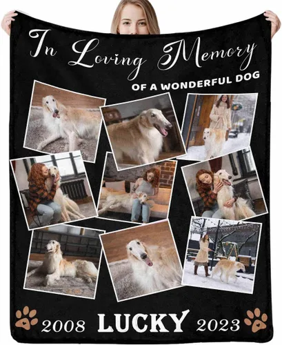 Miniatura 20 de Artsadd Manta de memoria personalizada, regalo personalizado con imagen de perro, manta conmemorativa, regalo de condolencias para amantes