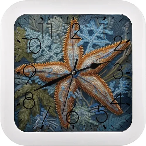 Miniatura 12 de 10" Square Modern Wall Clock,Americana Flag Deer Print Kitchen Clocks Wall Battery Operated,Silent Non Ticking Unique Funny Cute Wall Clock for