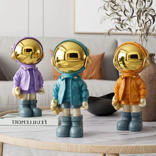 Miniatura 4 de EZ4ENCE Estatua de astronauta escultura de astronauta, escultura para decoración del hogar, decoración de estante azul artístico, decoración de mesa