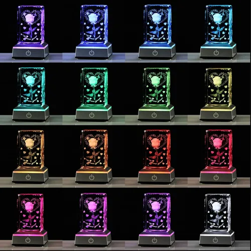 Miniatura 3 de YWHL Cristal romántico grabado en 3D con texto en inglés "I Love You", regalos para su novia, esposa, en aniversario, día de la madre, regalos
