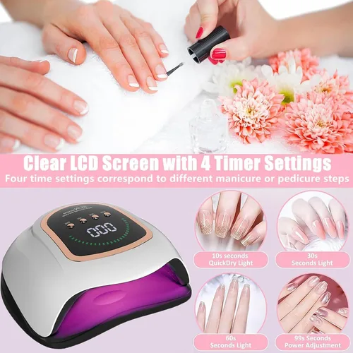 Miniatura 4 de Lámpara de uñas LED UV, 300 W, luz profesional de secado de uñas UV para uñas de gel con 72 cuentas, lámpara de esmalte de gel de secado rápido