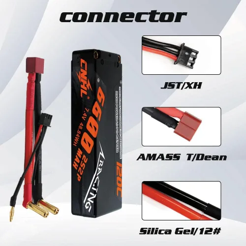 Miniatura 3 de CNHL 2S Lipo Battery 6600mAh 120C 7.4V Estuche rígido con enchufe 5.0 Bullet T para RC Car Truck Boat Truggy Airplane Quadcopter Racing Hobby