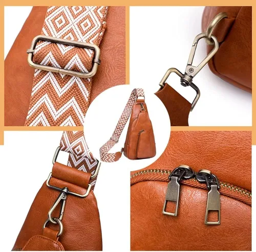 Miniatura 5 de SULCET Bolso bandolera para mujer, diseño vintage, bolso cruzado en el pecho, impermeable, ligero, para viajes, senderismo, mochila