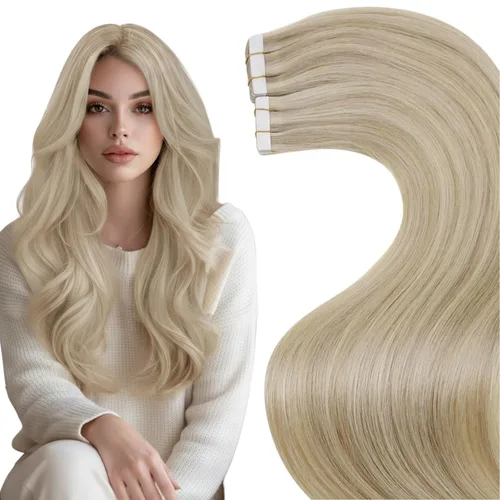Miniatura 15 de LaaVoo - Extensiones de cabello humano Remy adhesivas con cinta invisible, cabello negro natural, extensiones de cabello para mujeres de color, 20