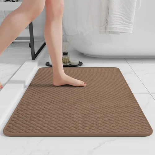 Miniatura 16 de RUERYA Alfombras de baño antideslizantes y lavables, tapetes de baño de goma para baño, secado rápido, súper absorbentes, ultrafinos, pequeños Gris