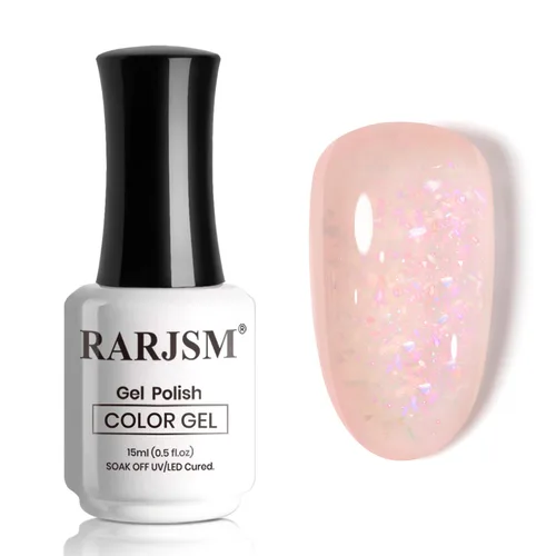 Miniatura 26 de RARJSM Esmalte de Uñas en Gel Rosa con Purpurina Nude, Rosa Brillante con Pigmento Dorado Brillante, Esmalte de Uñas en Gel Gelatinoso Transparente