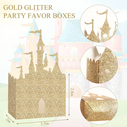 Miniatura 3 de Geiserailie 20 Piezas Caja de Castillo Caja de Dulces de Princesa Caja de Regalo de Confeti de Castillo Decoraciones de Fiesta de Princesa Fiesta
