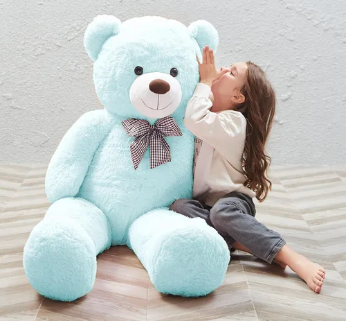 MorisMos Oso de peluche gigante, regalo de oso gigante suave para niñas, novia en San Valentín, Navidad, cumpleaños, 47 pulgadas, azul Azul claro