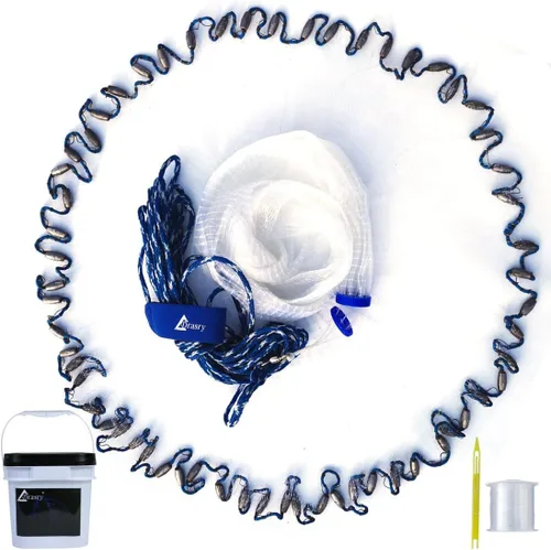 Miniatura 7 de Drasry Saltwater Fishing Cast Net for Bait 3/8 1/4 or 1/2 with Heavy Sinkers Fish Trap Throw Net. Size 3ft/4ft/5ft/6ft/7ft/8ft/9ft/10ft Radius