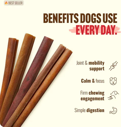 Miniatura 7 de Natural Farm Palitos de colágeno masticables para perros de 6 pulgadas, sin olor, 95% colágeno natural que apoya articulaciones saludables, piel