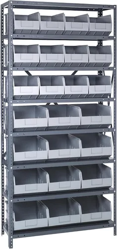 Miniatura 25 de Quantum QSBU-245BK Heavy Duty Shelving Unit with (7) Shelves and (24) QUS245 Black Bins for Garage Warehouse Storage Distribution 400 lb Load