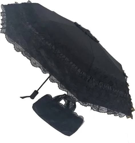 WENDIN Sombrilla de encaje plegable vintage Paraguas gótico lluvia Anti-UV protección de encaje parasol cúpula Foto Props niñas sombrilla paraguas