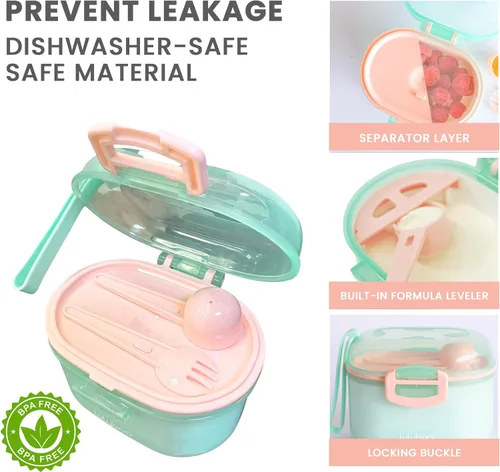 Miniatura 5 de Lulyboo Baby Formula - Contenedor de leche en polvo para bebé, apto para viajes, almacenamiento hermético con cuchara y cuchara-tenedor, compacto