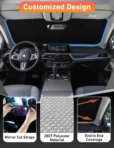 Miniatura 3 de EcoNour Parasol para parabrisas compatible con Hyundai Tucson 2016-2019 2020 2021, visera solar para parabrisas delantero y ventana, bloqueador