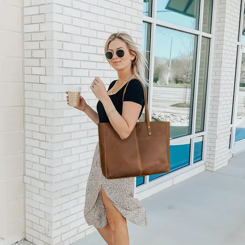 Miniatura 2 de S-ZONE Bolso de mano de cuero genuino para las mujeres bolso grande bolso de trabajo RFID bloqueo de cuero de la PU Crossbody teléfono bolso monedero