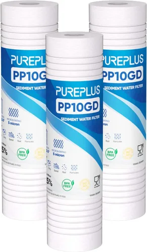 Miniatura 11 de PUREPLUS Filtro de agua para el hogar de sedimentos ranurados de 10 x 2.5 pulgadas, cartucho de repuesto para prefiltro RO de 10 pulgadas y carcasa