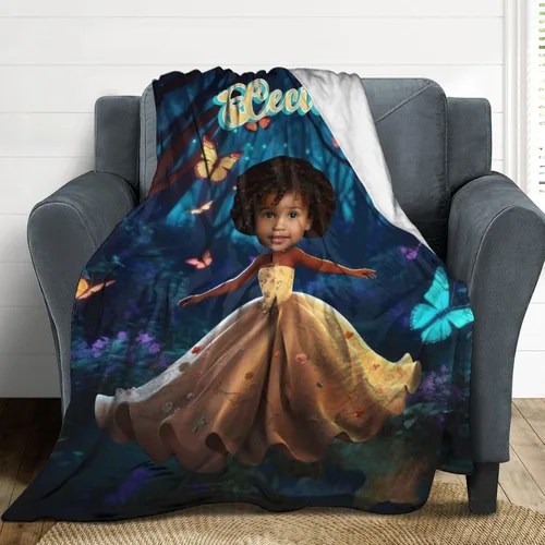 Miniatura 4 de Manta personalizada de felpa para niña afroamericana con foto y nombre, manta afro negra personalizada para niños y niñas, manta de bebé africana