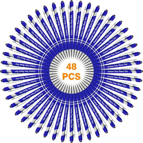 Miniatura 90 de 12 bolígrafos personalizados a granel con grabado sin nombre, bolígrafos personalizados con lápiz capacitivo, logotipo de mensaje de texto grabado