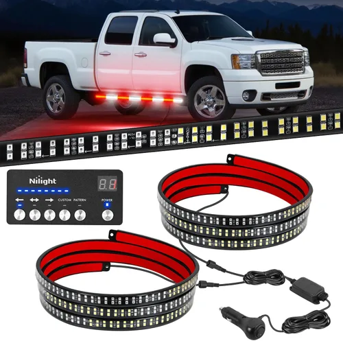 Miniatura 13 de Nilight 2 piezas de 24 pulgadas de tira de luces estroboscópicas para parrilla de camiones, 384 LED, luz de emergencia ámbar, flexible, intermitente